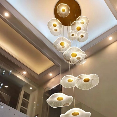 Postmodern Living Room Geometry Shade Pendant Unique Shape Acrylic Suspension Lighting in Warm Light