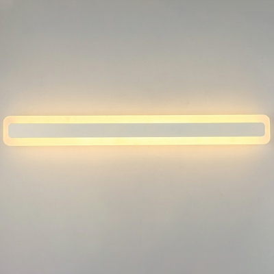 Rectangle Acrylic Shade Mirror Front Lamp Modern Simplicity White Metal LED 1-Light Wall Lamp