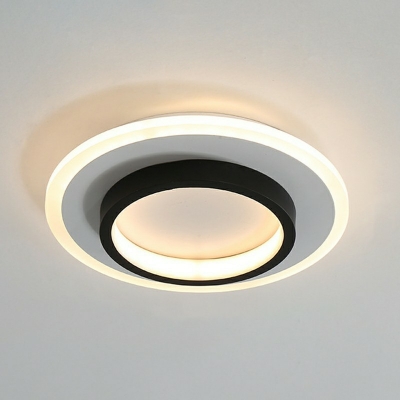 Simple Style LED Flush Mount Ceiling Lighting Fixture 2 Inchs Height Arcylic Flushmount Light in Black for Bedroom