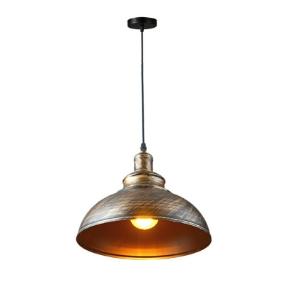 Single-Bulb Bronze/Black Hanging Light Fixture Metal Pendant Light for Restaurant