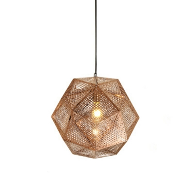 Single Light Etched Drop Light Modern Design Metal Ambient Suspended Lamp for Bedroom