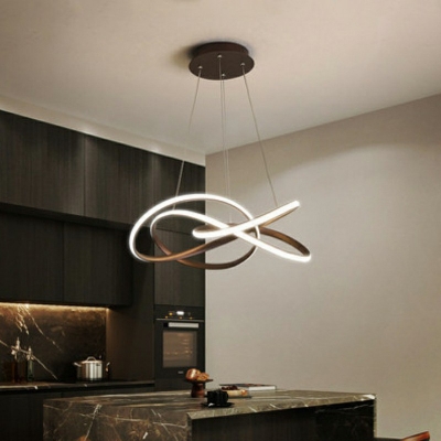 Twisting Metal Pendant Lamp 24.5 Inchs Wide Simplicity LED Ceiling Chandelier Light with Arcylic Shade