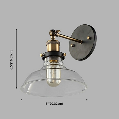 Vintage Retro Style Wall Mounted Light Glass Shade Sconce Light for Bar Living Room in Black