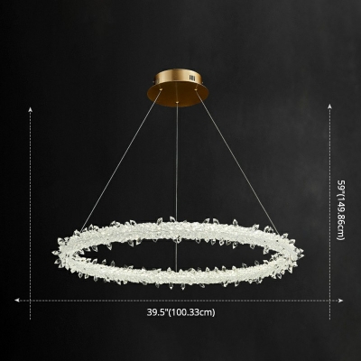 1 Light Ring Crystal Horizontal Pendant Single Tier Modern Chandeliers For Foyer