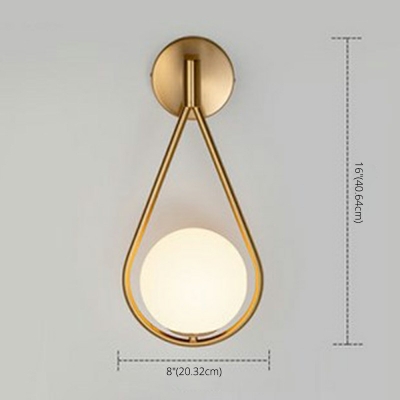 1 Light Traditional Sconce Light White Glass Globe Shape Lamp for Bedroom