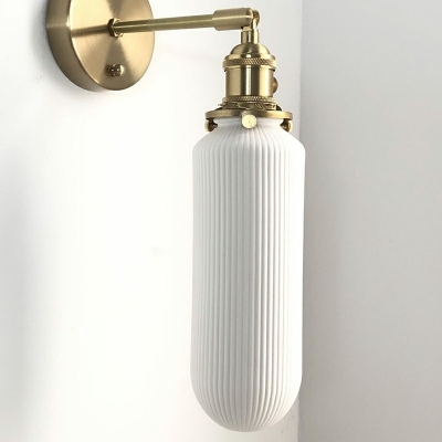 Bedside Wall Lamp Fixture Ceramics 1 Bulb Postmodern LED Wall Sconce with Arm in White