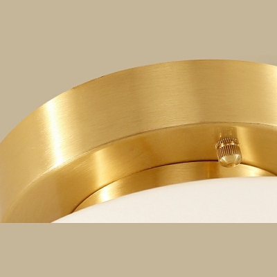 Gold Finish 1 Light Close to Ceiling Lighting Cylindrical Glass Flush Bedroom Ceiling Lamp