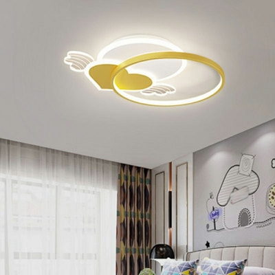 Loving Heart LED Flush Mount Light 22.5 Inchs Length Minimalist Romantic Acrylic Ceiling Lamp for Bedroom