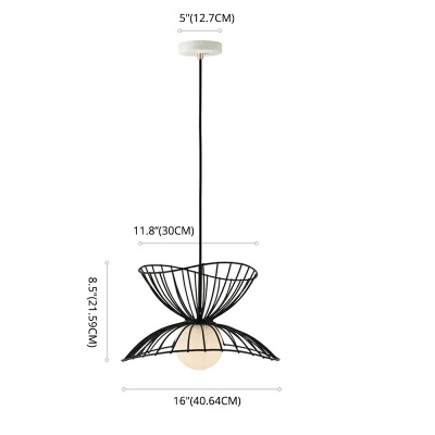 Metal Ceiling Light Nordic Style 1 Bulb 16 Inchs Wide Hanging Lamp for Tea Room Bedroom