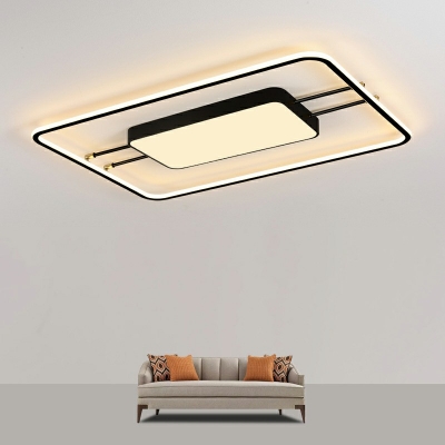 Modern Style Acrylic Shade Rectangular LED Metal Flush Light for Living Room