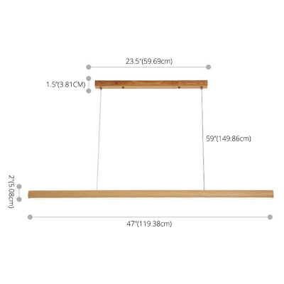 Modern Wooden Pendant Light Linear Ceiling Fixture 47