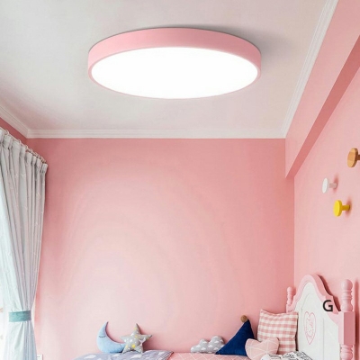 Nordic Circle Flush Ceiling Light Metal Bedroom Arcylic Shade 2 Inchs Height LED Flushmount Lighting