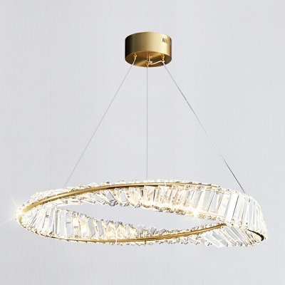 Postmodern Style Crystal Chandelier LED Circle Shape Hanging Light For Dining Room