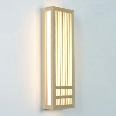 Rectangular Natural Oak Wall Mounted Lamp 6 Inchs Wide Simple LED Indoor Wall Lamp Acrylic Shade in Wood