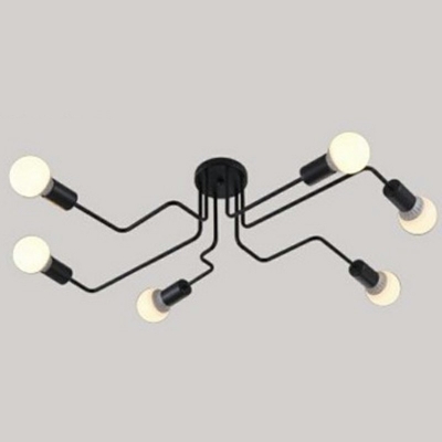 Retro Industrial Style Spider Shape Wrought Iron Elbow Ceiling Lamp Flush Mount Dining Room Light