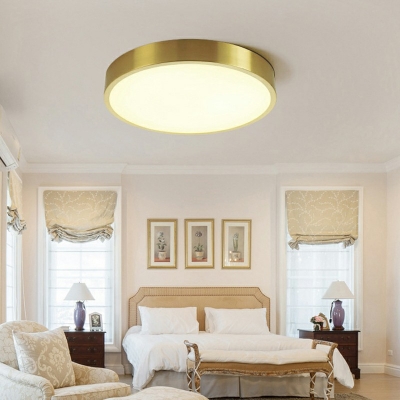 Simplicity Round Ceiling Flush Mount Light Bedroom Gold Metal LED Close to Ceiling Lamp