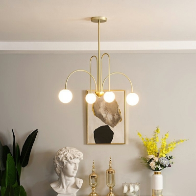 21 Inchs Height Chandelier Lighting Postmodern Opal Glass Hanging Pendant Light for Living Room