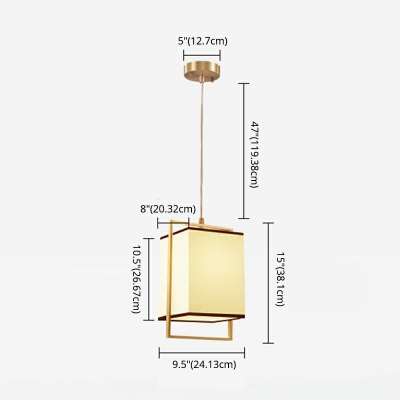 Beige Fabric Pendant Modern Single Light Living Room Detail Suspension Lighting in Gold