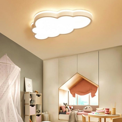 Cartoon Modern Cloud Flush Light Acrylic LED Ceiling Light 2 Inchs Height for Nursing Room Corridor
