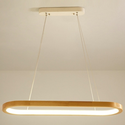 Contemporary Island Fixture Linear Wooden Shade 31.5 Inchs Height LED Light Acrylic Ceiling Mount Billiard Pendant for Living Room