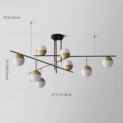 Contemporary Island Light Gold Spherical Pendant Lighting Fixture with White Glass Shade