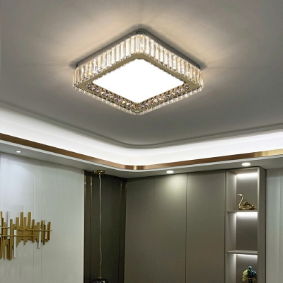 Contemporary Style Ceiling Lighting LED Crystal Bedroom Ceiling Mounted Fixture in White