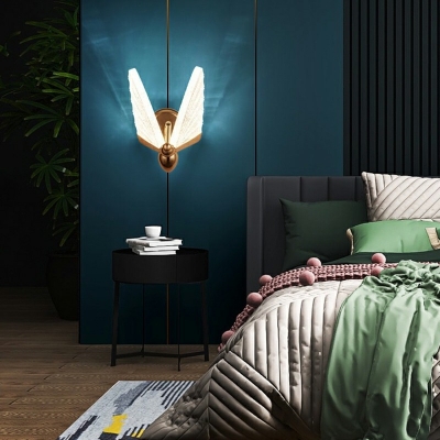 Creative Golden Butterfly Wall Mount Light 9.5 Inchs Wide LED Acrylic Wall Light Fixture for Bedroom