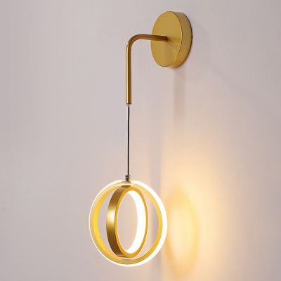 Double Rings Wall Lamp Minimalist 12 Inchs Height LED Wall Sconce Lighting with Arm