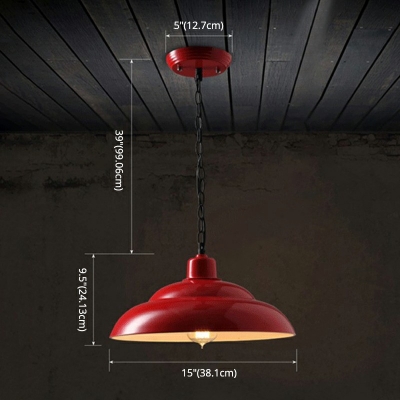 Industrial Barn Hanging Ceiling Light Single Light Distressed Metal Pendant Lighting with 39 Inchs Height Adjustable Chain