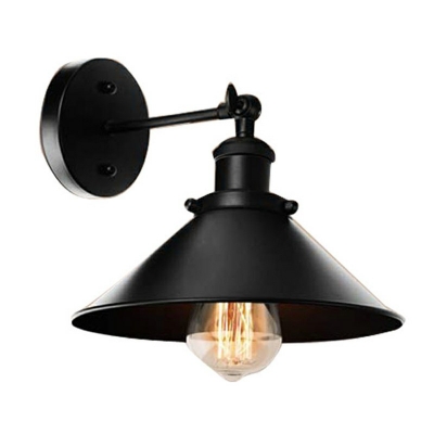 Industrial Style Mirror Front Lamp Metal Black Shade Cone Wall Lamp
