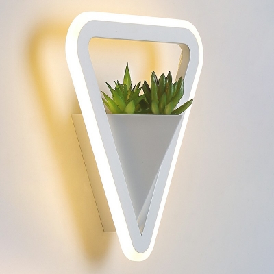 LED Triangle Shape Wall Mount Lamp 8.5 Inchs Wide Acrylic Shade Contemporary Plant Sconces for Living in White