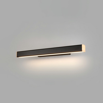 Linear Metal Minimalist Mirror Front Lamp Rectangle Acrylic Black Shade LED 1-Light Wall Lamp