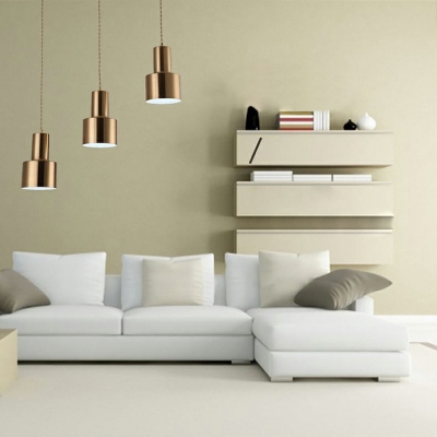 Luxury Style Gold Pendant Lamp with Cylinder Shade Metal Chandelier for Dining Room Living Room