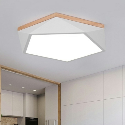Macaron Loft Wood Ceiling Lamp LED Acrylic Ceiling Light in White/Grey/Green for Bedroom