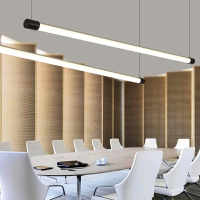 Modern Round Tube LED Island Light Long Line lamps for Office Business Room