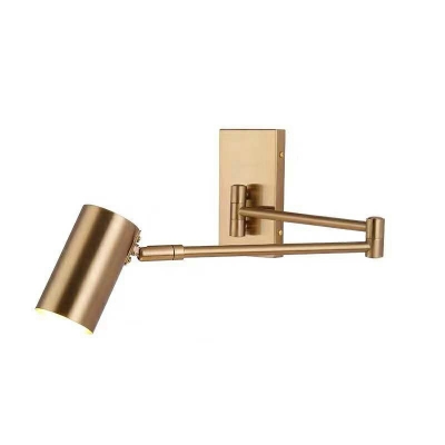 Modernist 1 Bulb Sconce Lighting Cylindrical Wall Mount Pendant Lamp with Metal Shade in Brass