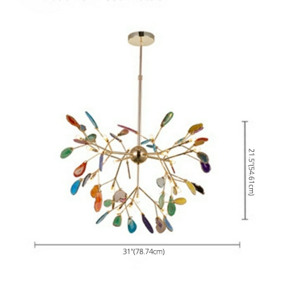 Multi-Color Agate Pendant Light Modern Agate Stone Chandelier in Gold for Living Room