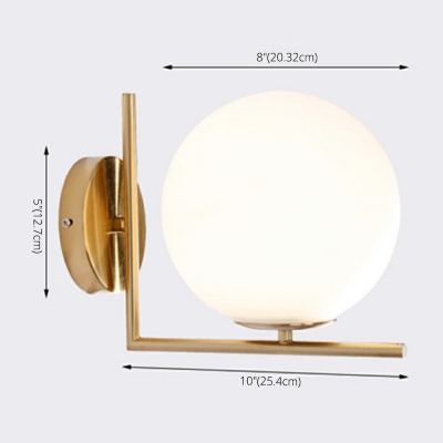 Nordic Orb Creamy White Glass Shade Wall Lamp Metal Lamp Body Indoor Wall Lights