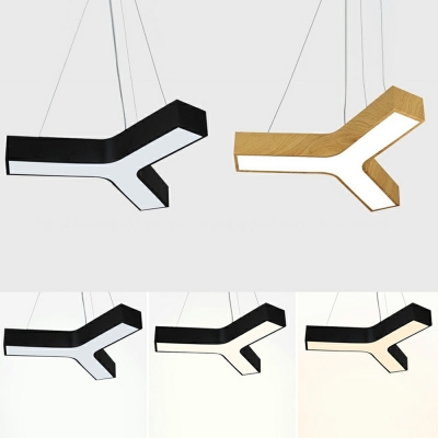 Office LED Chandelier Stitching Style Y-Shaped Pendant Light Metal Hanging for Indoor Room