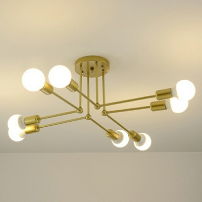 Open Bulb Living Room Ceiling Light Metal 9 Inchs Height Modern Style Semi Flush Ceiling Light