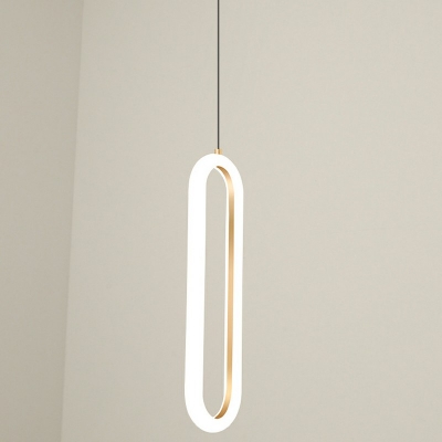 Oval Metal Ring LED Pendant Postmodern Bedroom Kitchen 3.5 Inchs Wide Hanging Lamp