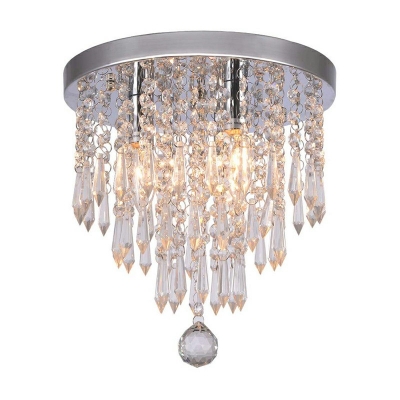 Raindrop Ceilling Light Contemporary Crystal LED Flush Mount Ceiling Lamp in Chrome