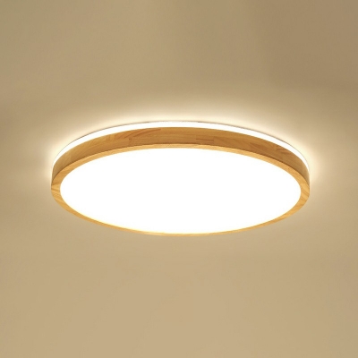 Simplicity Style LED Ceiling Mount Wood Round Flush Mount Ceiling Lights for Room