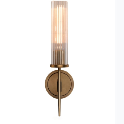 Tubular Clear Glass Wall Lighting Modernism Brass 16 Inchs Height Sconce Lamp Fixture for Bathroom