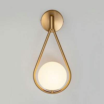 1 Light Traditional Sconce Light White Glass Globe Shape Lamp for Bedroom