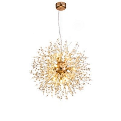 Dandelion Crystal Pendant with 59 Inchs Height Adjustable Cord Home Decoration Lighting Fixture for Dining Room
