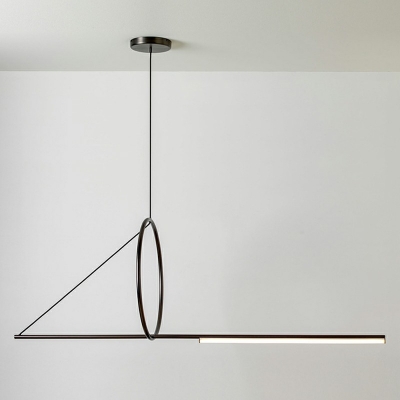 Linear and Ring Metal Simplicity LED Island Light Modern Dining Room Black Island Pendant