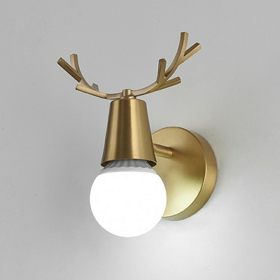 Metal Brass Industrial Mirror Front Lamp Antlers Design 3-Head Wall Lamp