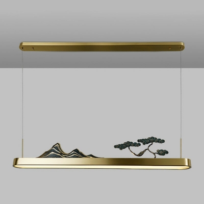 Modern Gold Metal Pendant Light Linear Ceiling Fixture 7