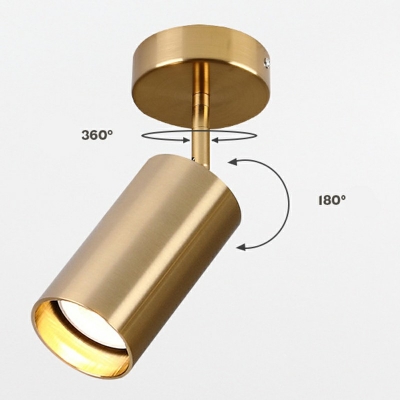 Postmodern Golden Cylinder Shape Wall Lamp Metallic Wall Mounted Light Fixture for Living Room